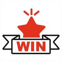 Win and success icon in red color vector