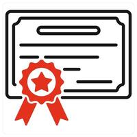 Certificate and document icon in red color vector