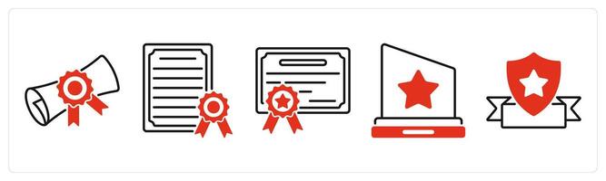 Five Award icons as degree, certificate, trophy vector