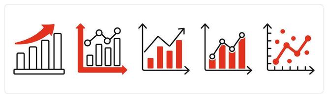 Five Diagram icons as bar graph, statistics, analysi vector
