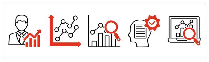 Five Diagram icons as statistician, statistic, forecasting vector