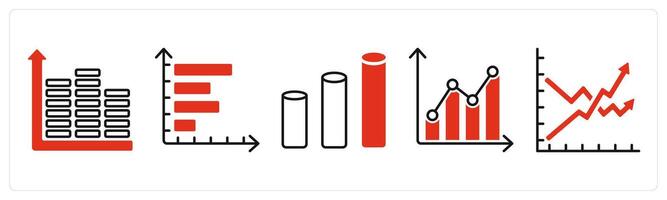 Five Diagram icons as equalizer, horizontal chart, bars vector