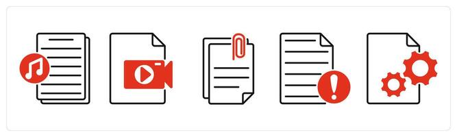 Five Files icons as music file, file, attach file vector