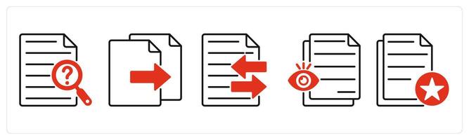 Five Files icons as missing file, copy file, file transfer vector