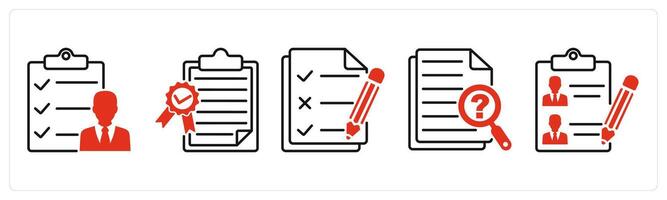 Five Survey and Rating icons as survey, quality certificate, to do list vector