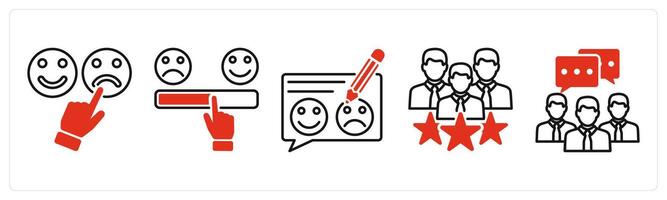 Five Survey and Rating icons as bad feedback, satisfaction scale, feedback vector