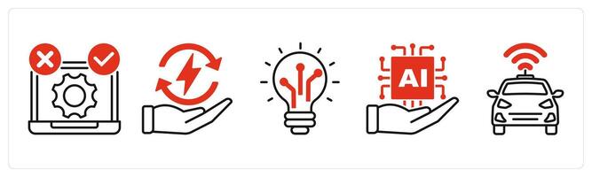Five Technology icons as tdd, energy efficiency, advanced technology vector