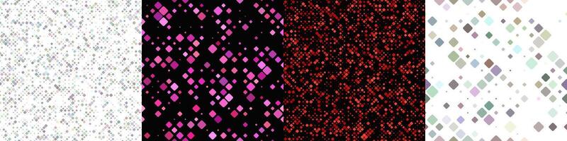 Seamless color geometrical diagonal rounded square pattern set vector