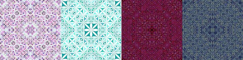 Seamless geometrical kaleidoscope pattern set from curved triangles vector