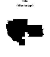 Petal, Mississippi blank outline map vector
