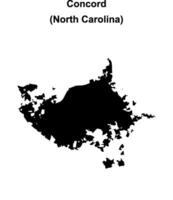 Concord, North Carolina blank outline map vector