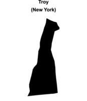 Troy, New York blank outline map vector