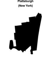Plattsburgh, New York blank outline map vector