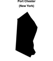 Port Chester, New York blank outline map vector