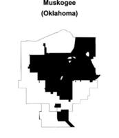 Muskogee, Oklahoma blank outline map vector