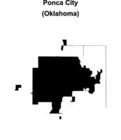 Ponca City, Oklahoma blank outline map vector