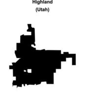 Highland, Utah blank outline map vector