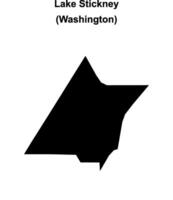 Lake Stickney, Washington blank outline map vector