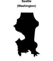 Seattle, Washington blank outline map vector