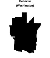 Bellevue, Washington blank outline map vector