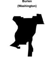Burien, Washington blank outline map vector