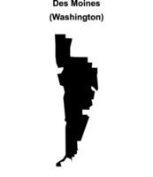 Des Moines, Washington blank outline map vector