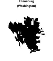 Ellensburg, Washington blank outline map vector