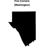 Five Corners, Washington blank outline map vector