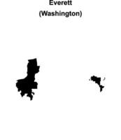 Everett, Washington blank outline map vector