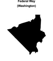 Federal Way, Washington blank outline map vector