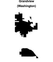 Grandview, Washington blank outline map vector