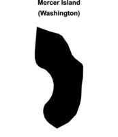 Mercer Island, Washington blank outline map vector