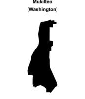 Mukilteo, Washington blank outline map vector