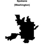 Spokane, Washington blank outline map vector