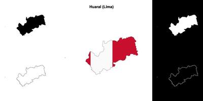 Huaral province outline map set vector