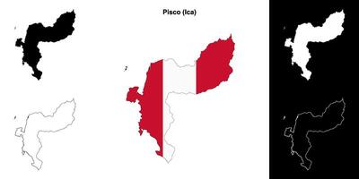 Pisco province outline map set vector