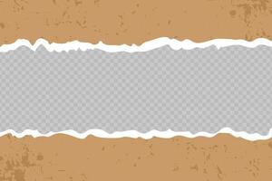 Strips kraft paper torn. Realistic horizontal torn paper edges bottom and top vector