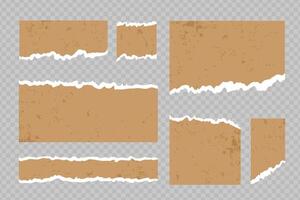 Torn paper isolated. Papers of craft brown color vector