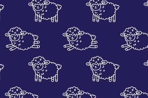 Sheep pattern on dark sky, animal cartoon character vector