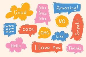 Set of hand drawn speech bubbles, short message set. Design element for poster, banner vector