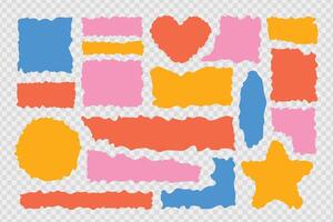 Multicolored paper shapes with torn edges. Torn papers vector