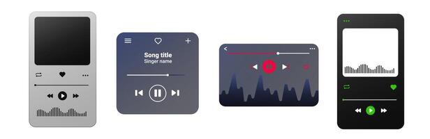 Colorful player with gradient controls for playlist and album. vector