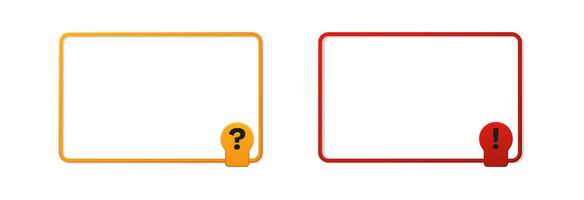 Yellow and red frame with exclamation and question marks. vector