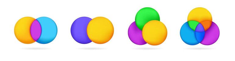 Bright Venn diagram for analysis and presentation. vector