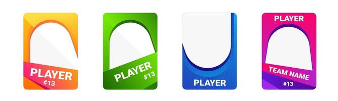 Esport player card with customizable info and bright design. vector