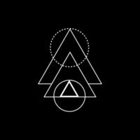 White triangle with esoteric symbols for spiritual art. vector