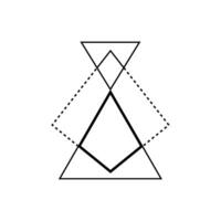 Mystic triangle with geometric and sacred symbols. vector
