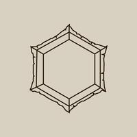 Black hexagon with sacred symbols and mystical lines. vector