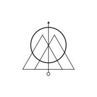 Black triangle with masonic and sacred geometry. vector