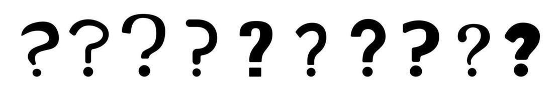 Black question marks for inquiries, mystery, and unsolved problems. vector
